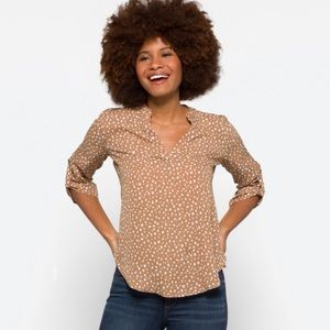 Fix Stitch Exclusive- Lush Blouse NWOT-Women’s Large- Tan & White